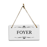 Foyer 5x10 Hanging Plus Wall or Door Sign | Rustic Twine | Range of Vibrant Decor Styles | Room Signs For Home and Business