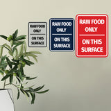 Signs ByLITA Portrait Round Raw Food Only On This Surface Door or Wall Sign Durable ABS Plastic | Laser Engraved | Easy Installation | Kitchen | Hygiene