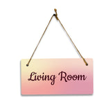 Living Room 5x10 Hanging Plus Wall or Door Sign | Rustic Twine | Range of Vibrant Decor Styles | Room Signs For Home and Business