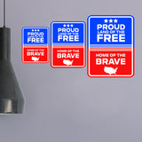 Portrait Round Plus Proud Land of the Free, Home of the Brave Door or Wall Sign | Easy Installation | Patriotic Stars and Stripes USA Pride Sign