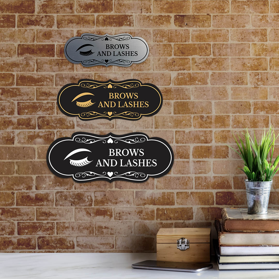 Signs ByLITA Designer Brows and Lashes Makeup Area Wall or Door Sign