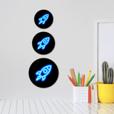 Circle Plus Rocket Neon Graphic Style Wall or Door Sign | Live Streamer Gaming Themed Decoration