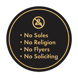 Circle No Sales, No Religion, No Flyers, No Soliciting Wall or Door Sign
