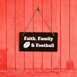 Faith, Family & Football 5x10 Hanging Plus Wall or Door Sign | Funny Home Decor