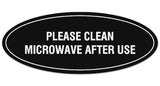 Signs ByLITA Oval Please Clean Microwave After Use Sign - Laser-Engraved Lettering | Durable ABS Plastic | Vibrant Colors | Powerful Foam Tape