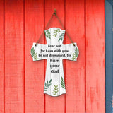 Fear not, for I am with you; be not dismayed, for I am your God Cross Hanging Sign | Rustic Twine | Inspiring Religious Bible Decor