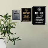 Signs ByLITA Portrait Round Notice: Load and Unload Firearms In Shooting Bays Only Door or Wall Sign Easy Installation | Health And Safety | Building And Danger Signs
