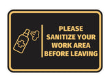 Signs ByLITA Classic Framed Please Sanitize Your Work Area Before Leaving Door or Wall Sign Easy Installation | Health And Safety | Building And Hospitality Signs