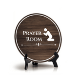 Prayer Room Circle Table Sign with Acrylic Stand (5x5") | Business and Workplace Multi Faith Sign