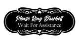 Signs ByLITA Designer Please Ring Doorbell Wait For Assistance Wall or Door Sign