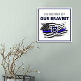 Square Plus In Honor of Our Bravest Wall or Door Sign | USA Flag | Police First Responders Appreciation Signage