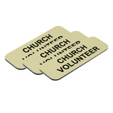 Church Volunteer 1 x 3" Name Tag/Badge, (3 Pack)