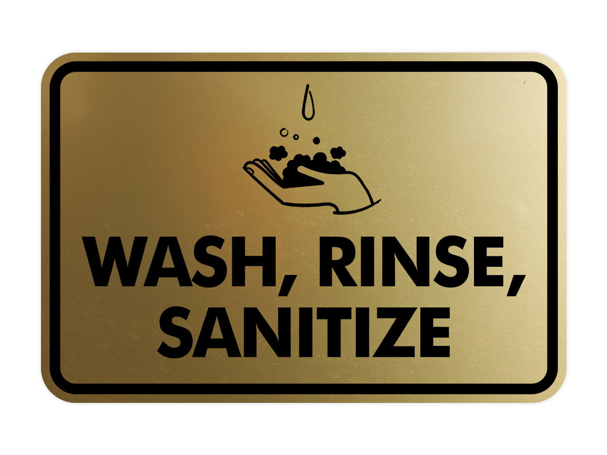 Signs ByLITA Classic Framed Wash, Rinse, Sanitize Wall or Door Sign