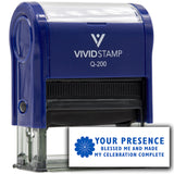 Vivid Stamp Your presence blessed me and made my celebration complete Self-Inking Rubber Stamps