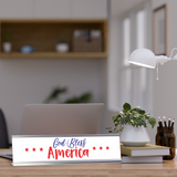 God Bless America 2 x 10" Desk Sign | Patriotic Office Decor