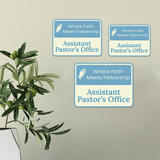Classic Framed Plus Where Faith Meets Fellowship – Assistant Pastor’s Office Door or Wall Sign | Church and Place of Worship Signs