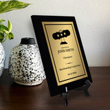 Skateboarding Customizable Black Frame Wooden Award Plaque | Easel Mount Option | Achievement and Recognition Personalizable Plaques