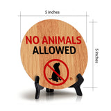 No Animals Allowed Circle Table Sign with Acrylic Stand (5x5") | Public Spaces Signage