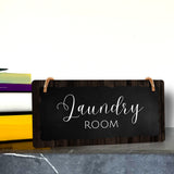 Laundry Room 5x10 Hanging Plus Wall or Door Sign | Rustic Twine | Range of Vibrant Decor Styles | Room Signs For Home and Business