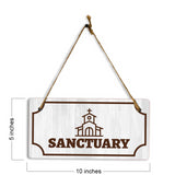 Sanctuary 5x10 Hanging Plus Wall or Door Sign | Religious Rustic Wood Sign