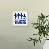 Square Plus All Gender Restroom Wall or Door Sign Easy Installation | Business & Public Bathroom Signs