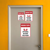 Portrait Round Plus Bikini Tops Optional Beyond This Point Wall or Door Sign | Funny Naughty Decor
