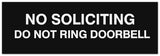 Signs ByLITA Basic No Soliciting do not ring doorbell Sign - Laser-Engraved Lettering | Durable ABS Plastic | Vibrant Colors | Powerful Foam Tape