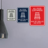 Signs ByLITA Portrait Round All Food Containers Must Be Labelled and Dated Door or Wall Sign Durable ABS Plastic | Laser Engraved | Easy Installation | Kitchen | Hygiene