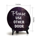Please Use Other Door Circle Table Sign with Acrylic Stand (5x5") | Home & Office Decor