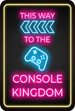 Portrait Round Plus This Way to the Console Kingdom (Left Arrow) Wall or Door Sign | Easy Installation | Gaming | Home Decor