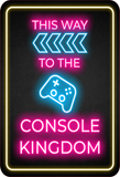 Portrait Round Plus This Way to the Console Kingdom (Left Arrow) Wall or Door Sign | Easy Installation | Gaming | Home Decor