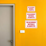 Classic Framed Plus No Hazardous Materials In Dumpster Door or Wall Sign | Health & Safety Signage