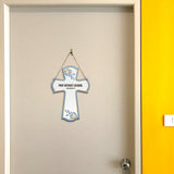 Pray without ceasing. Thessalonians 5:17 11.5" x 8" Cross Hanging Sign | Rustic Twine | Inspiring Religious Bible Decor