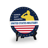 Signs ByLITA Honor Veterans with Military Table Signs | US Pride | Perfect Gift for Coworkers or Family Table Sign (5x5)