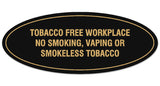 Signs ByLITA Oval Tobacco Free Workplace No Smoking, Vaping or Smokeless Tobacco Sign - Laser-Engraved Lettering | Durable ABS Plastic | Vibrant Colors | Powerful Foam Tape
