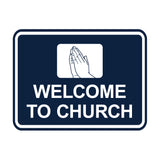 Classic Framed Welcome To Church Praying Hands Wall or Door Sign