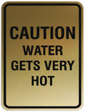 Signs ByLITA Portrait Round Caution water gets hot Sign - Laser-Engraved Lettering | Durable ABS Plastic | Vibrant Colors | Powerful Foam Tape