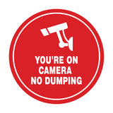 Circle You're On Camera - No Dumping Wall or Door Sign