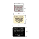 Signs ByLITA Classic Framed Patron Caution: We are not liable for any injuries, theft, or damage while you are here Door or Wall Sign Easy Installation | Warning Health & Safety | Office & Venues