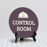 Control Room Circle Table Sign with Acrylic Stand (5x5") | Office Decor