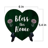 Bless This Home Heart Table Sign with Acrylic Stand (6x5") | Religious Home Decor