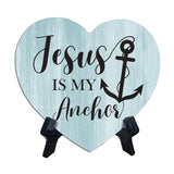 Signs ByLITA Heart Jesus is My Anchor Wood Color, Table Sign [6 x 5"]