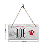 Beware of Dog 5" x 10" Hanging Wall or Door Sign | Rustic Twine | Signs for Home and Business