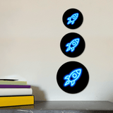 Circle Plus Rocket Neon Graphic Style Wall or Door Sign | Live Streamer Gaming Themed Decoration