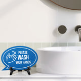 Please Wash Your Hands Oval Speech Bubble (6 x 4") Table Sign With Acrylic Easel