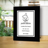 Middle Finger Novelty Funny Customizable Black Frame Award Plaque | Easel Mount Option | Funny Parody Achievement Personalizable Plaques