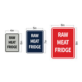 Signs ByLITA Portrait Round Raw Meat Fridge Door or Wall Sign Durable ABS Plastic | Laser Engraved | Easy Installation | Kitchen | Hygiene