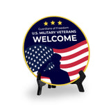 Signs ByLITA Honor Veterans with Military Table Signs | US Pride | Perfect Gift for Coworkers or Family Table Sign (5x5)