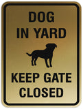 Signs ByLITA Portrait Round Dog in yard keep gate closed Sign - Laser-Engraved Lettering | Durable ABS Plastic | Vibrant Colors | Powerful Foam Tape