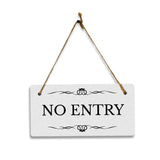 No Entry 5" x 10" Hanging Wall or Door Sign | Rustic Twine | Stylish Business or Office Signage